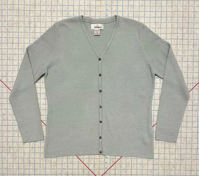 VTG Acrylic Cardigan Sweater Gray Button Front Women's Size XL Cat Eye Career - Image 1 of 4
