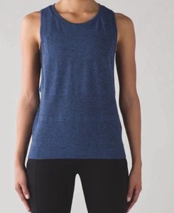 Lululemon Damen Cerulean blau schwarz Brise Muscle Mesh ärmelloses Tank Damen 4 - Bild 1 von 5
