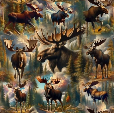 Blank Quilting Wilderness Song Brown Moose Cotton Fabric by the Yard - Image 1 of 2