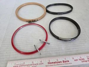 4 Vintage Embroidery Hoops Metal, Wood, Spring Asst. FREE SHIPPING - Picture 1 of 6