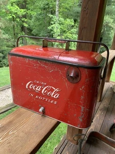 Coke A Cola Cooler Red Ice Chest Vintage 1950s - Picture 1 of 11