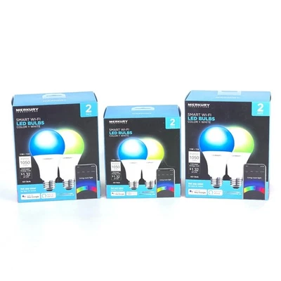6pk Merkury Innovations Smart Wi-Fi LED A21 Bulbs Color White Alexa Google Home - Image 1 of 4