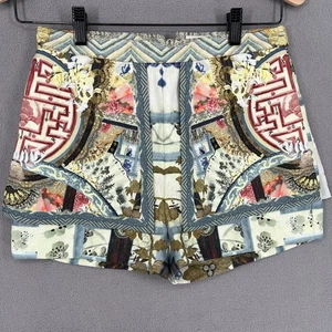 Camilla Shorts Womens 10 Blue Green Red Silk Floral Boho Summer Pattern - Picture 1 of 17