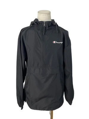 Champion 女式黑色可打包连帽防水雨衣 S 码 — 第 1/4 张图片