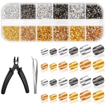 2200PCS Plated Copper Crimp Tubes Beads Accessories For DIY Jewelry Making - Image 1 of 4