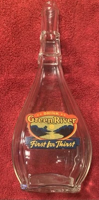 BOTELLA DE JARABE FUENTE DE VIDRIO SODA GREEN RIVER Foto 1 de 2