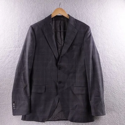 Blazer masculino Luigi Bianchi 50L xadrez carvão lã feito na Itália Ermenegildo Zegna - Imagem 1 de 4