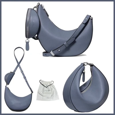 KATE SPADE DUO CROSSBODY 2 PIECE SET LEATHER CINDER GREY W/DUSTBAG KM218 NWT$298 - Image 1 of 4