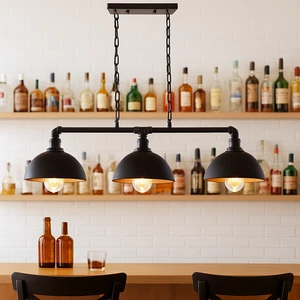 Lámpara de techo isla colgante de 3 luces vintage lámpara de montaje de barra de cocina - Imagen 1 de 13