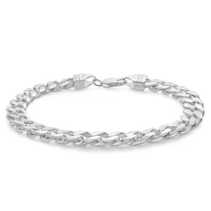 Sterling Silver Curb 210 Gauge Bracelet 23cm - Picture 1 of 3