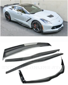 Z06 Stage 3 Front Lip Side Skirts Rear Wickerbill Spoiler For 14-19 Corvette C7 - Picture 1 of 12