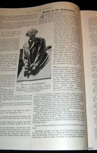 AUGUSTE PICCARD 1932 NEW BALLOON ALTITUDE RECORD STORY RIVALRY IN STRATOSPHERE - Picture 1 of 1