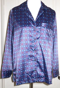 Sam Edelman Damen Schlafshirt blau Print Knöpfe seidig Gr. Medium NEU - Bild 1 von 5