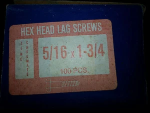 Hex Head Lag Screw/Bolt 5/16 x 1-3/4" - Zinc Plated Box of 100 - Picture 1 of 3