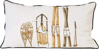 Creative Co-op - Winter - Snow Gear & Plaid Back Pillow - XM6713 - Image 1 of 2