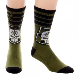 Suicide Squad Taskforce 1 Pair Men's Crew Socks DC Comics Universe Skull Green  - Picture 1 of 2