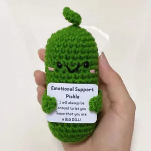 Handmade Green Smiling Stuffed Friendship Emotional Support Pickle Kids Adults - Picture 1 of 3