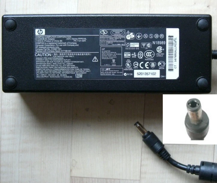 Netzteil Hp compaq 18.5V 6.5A 120W Adapter PPP016H Ladekabel Charger NX9105 - Bild 1 von 1