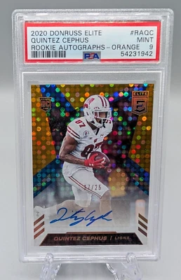 2020 Panini Donruss Elite #RA-QC Quintez Cephus ORANGE AUTO PSA 9 /25 - Image 1 of 2