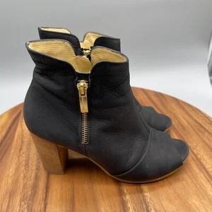 Zapatos Paul Verde Bellini Negro Gamuza Punta Abierta Tacón Botines Talla 7.5 Doble Cremallera - Imagen 1 de 8