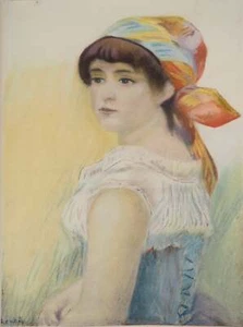 Pierre-Auguste RENOIR : La jeune femme au foulard coloré, Lithographie signée - Picture 1 of 8