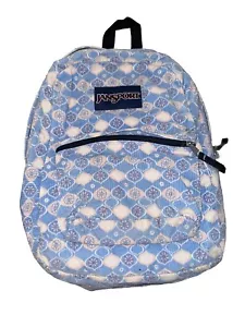 Vintage JANSPORT Corduroy Floral Paisley Backpack Bookbag Bag School Blue Gray - Picture 1 of 8
