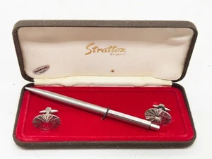 VINTAGE BOXED STRATTON BOXED SET PEN AND CUFFLINKS GENTS RETRO SET NEVER USED - Picture 1 of 10