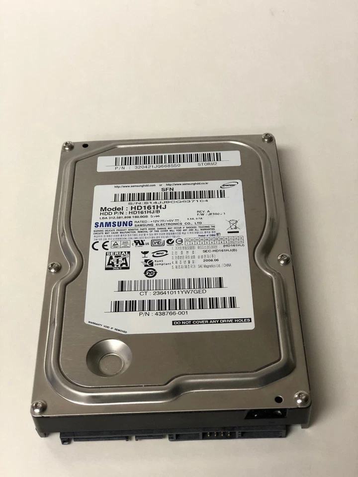 438766-001 SAMSUNG HD161HJ/B 160GB SATA HARD DRIVE - Image 1 of 1