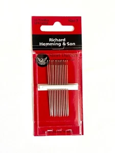 Size 3 -- Darners, Hand Sewing Needles --- 12/pack --- Richard Hemming & Son® - Picture 1 of 1