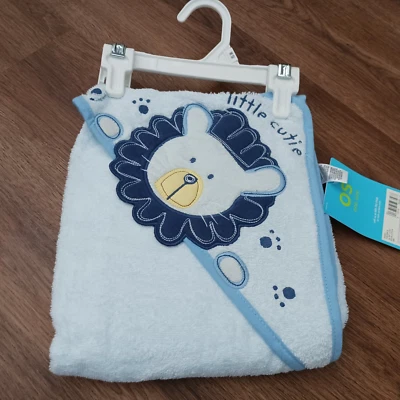 Vintage CARTER'S little cutie BLUE LION HEAD Terry Cloth Hooded Towel New - Image 1 of 3