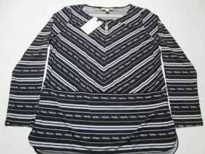 NWT Dana Buchman Women Size L Long Sleeve Shirt Black Crew Neck Loose Fit Casual - Picture 1 of 7