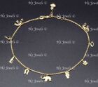 14k Yellow gold Mixed Heart Charm Anklet 4.50 gram h3jewels #13010 9 + 1 inches