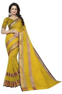 Women Indian Cotton Silk Saree With Unstitched Blouse Party Wear Fashion Dress
