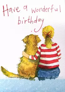 Greeting Card Happy Birthday Girl Daughter Granddaughter Friend Dog - Picture 1 of 2