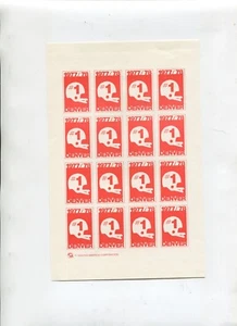 Plakat Briefmarken Etikett \ Bogen NFL DENVER 1977/78 #1 Football - Bild 1 von 2