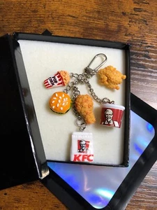 Gebratenes Huhn Liebhaber KFC inspiriert amerikanisches Fast Food Schlüssel Tasche Anhänger Set Popcorn - Bild 1 von 8