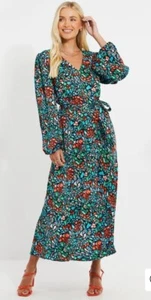 Threadbare Satin Pineapple Midi Dress Size 12 Multi Coloured - Picture 1 of 13