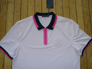 CAMISA POLO CAMAFEO GOLF G/FORE CREMALLERA ROSA LOGOTIPO 3D PARA HOMBRE TALLA MEDIANA NUEVA CON ETIQUETAS@$120.00 - Imagen 1 de 11