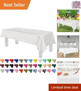 12 Pack Disposable Plastic Tablecloths White 54x108 Stain Resistant for Parties - Picture 1 of 9