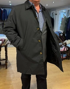 Impermeable Negro TALLA GRANDE 3/4 Largo Trench Coat Chaqueta London City Hombres Nuevo - Imagen 1 de 7