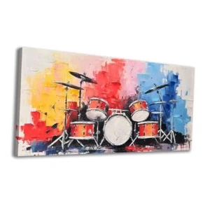 Music Canvas Wall Art Drum Set Wall Decor Artwork 40L" x 20W" Music Wall Art - Picture 1 of 6