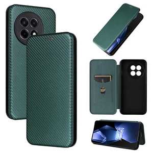 For OnePlus 13R, Luxury Carbon Fiber Flip Leather Wallet Card Full Cover Case - Picture 1 of 21