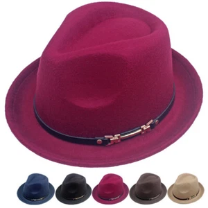 Men Classic Jazz Fedora Hat Trilby Warm Cotton Trendy Gentleman Performance Cap - Picture 1 of 10