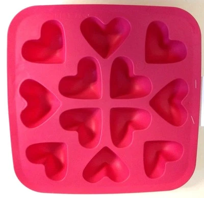 NEW Ikea Silicone Rubber Heart Shape Ice Cube Chocolate Baking Tray Mold Pink  - Image 1 of 2