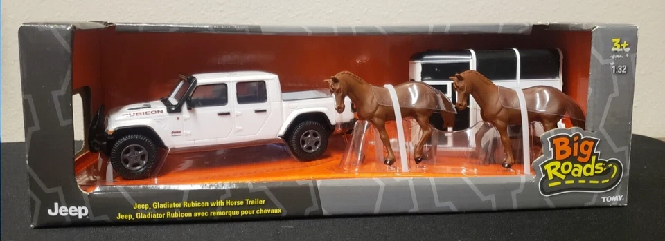 Jeep Gladiator Rubicon With Horse Trailer & Horses 47366 Off. Licensed 1:32 NEW - Image 1 of 4