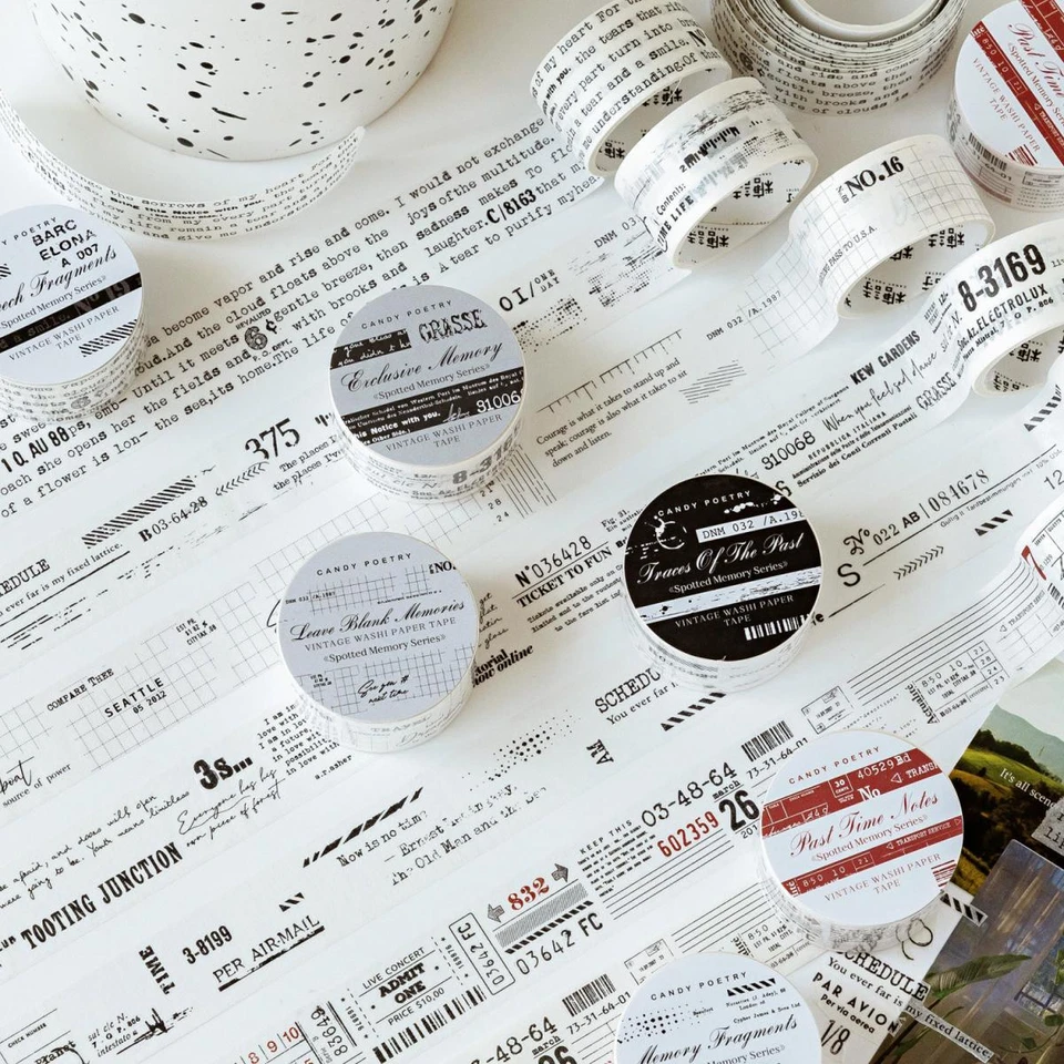 Pegatina vintage letras palabras washi tape diario basura planificador artesanía álbum de recortes Foto 1 de 4