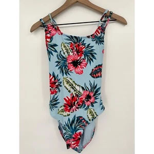 Traje de baño floral de una pieza Kona Sol para mujer sujetador acolchado tropical azul medio - Imagen 1 de 7