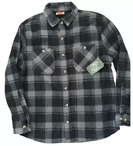 Camisa chaqueta polar de franela Racks & Reels para hombre mediana pesca negra y gris - Imagen 1 de 10