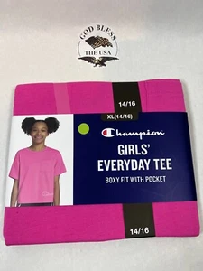 Champion T-Shirt Girls XL(14/16) Camelia Rose Boxy Fit With Pocket Pullover - Picture 1 of 5