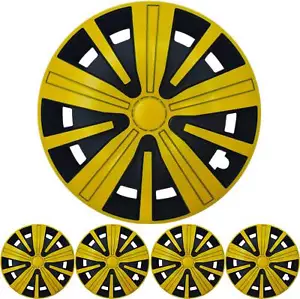 4x PREMIUM DESIGN Radkappen Radzierblenden "Spinel BIS" 15 ZOLL in Gelb Schwarz - Bild 1 von 2